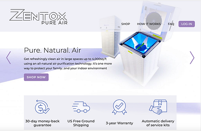 Zentox air purifier design responsive website user interface web website wp rig