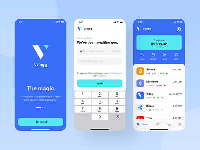 Vzingg-Crypto App app concept app design branding chat chat app crypto app 2 design flat graphic design illustration light theme logo mobile mobile app motion graphics typography ui ux vector