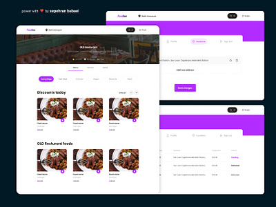 Order website - order service with panel adobe xd dashbaord delivey design food panel sepehran ui ux