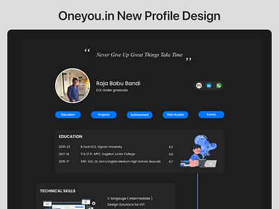 Oneyou.in New Profile Design 3d animation branding design graphic design illustration logo motion graphics oneyou.in ui ux vector website website design yamparala media yamparala rahul