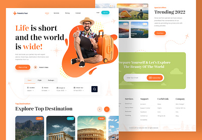 Traveling landing page website adventure agency booking app destination explore flight app homepage hotel app landing page travel travel agency travel app travel booking travel landing page travelling trip uiux vacation website