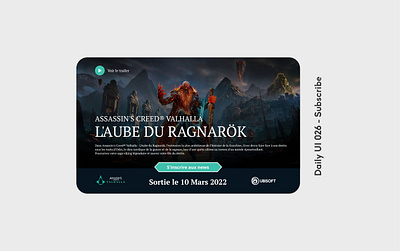 Daily UI 026 - Subscribe 026 abonnement assassins creed bouton daily ui 026 dailyui design game graphic design jeu new nouvelles release sortie subscribe trailer ubisoft ui web