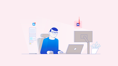 Office notifications 🔥 character computer desk desktop email illustration man message motion graphics notifications office phone style frame vector