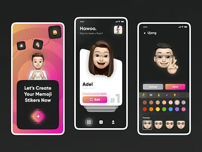 Memoji App apple branding design emoji emoji app graphic design illustration logo memoji memoji sticker mobile mobile app mobile design sticker app ui ui mobile design uiux ux web design website