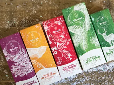 Weleda Skin Food Holiday Packaging branding design digital collage digital photography graphic design illustration logo mixed media packaging ui vector