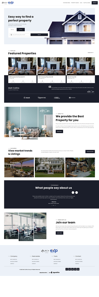 Real Estate Homepage Web design branding figma ui wordpress