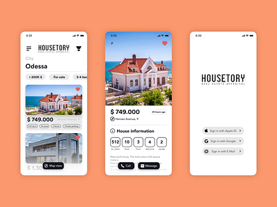 Housetory Real Estate App app branding design estate figma graphic design logo mobile shot ui user interface white