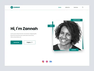 Portfolio Web Header - Freelancer Portfolio Website 3d agency animation brand identity branding creative freelancer graphic design illustration landing page logo mobile app motion graphics personal portfolio portfolio website product designer ui uiux visual designer web designer