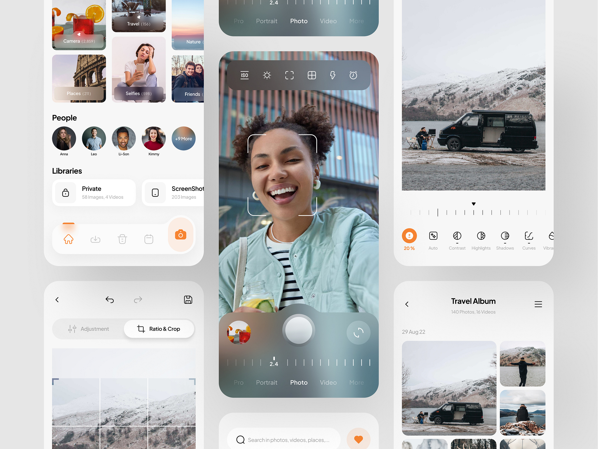 Photo Gallery App - Light Mode 🔥 by Ho3ein for Pela Design on Dribbble