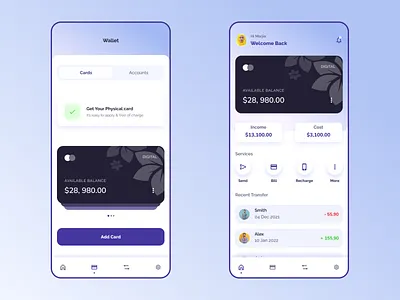 Personal Wallet App app atm banking card cash design money smart ui ux wallet