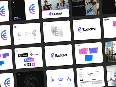 Eodcast - Logo & Brand Identity Design audio brand guidelines brand identity branding career dream e letter expert frequency headphones inspiration life goal logomark logotype microphone music podcast radio show sound