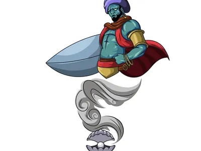 Jin surf cartoon character illustration jin mascot