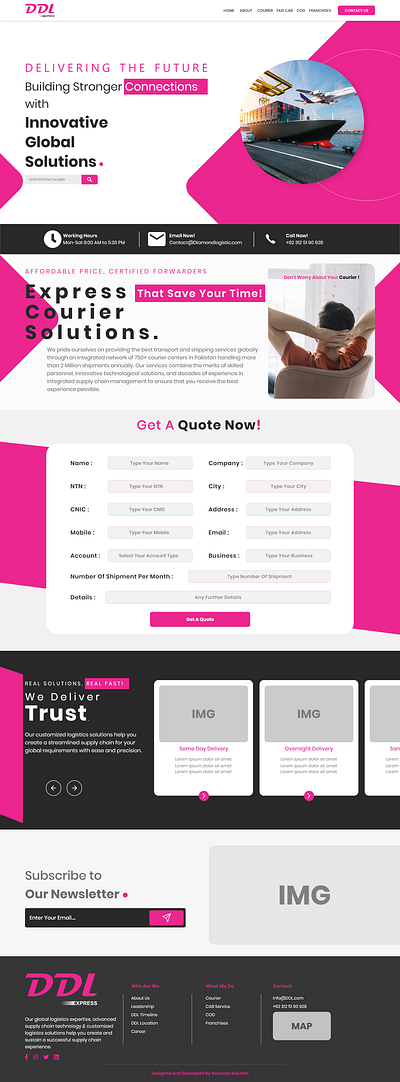 Courier Website-Landing Pages design ui ux web xd