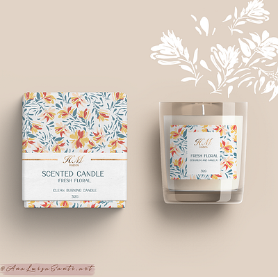 Floral Scented Candle design digital floral graphic design illustration luxury packaging packaging packaging design surface design surface designer