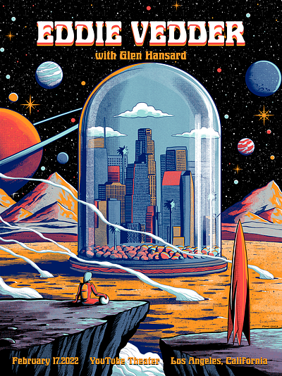 Eddie Vedder eddie vedder gig music pearl jam poster retro scifi show space