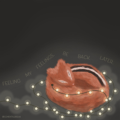 Feeling my feelings animals chipmunk dark drawing feelings illustration mental health string lights