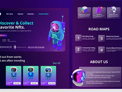 NFT Landing page animation graphic design ui