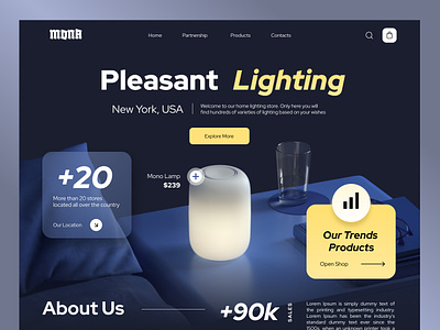 Mona - Lighting Store E-commerce ecom ecommerce lamp landingpage lighting moderndesigns newdesign shopify store trenddesigns uiwebsite web web design website