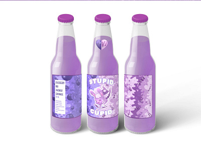 Stupid cupid. Blackberry and lavender lemonade animal art art blackberry bottle character character design children illustration cupid illustration illustrator kids character label design lemonade love packaging packaging design product design valentines day