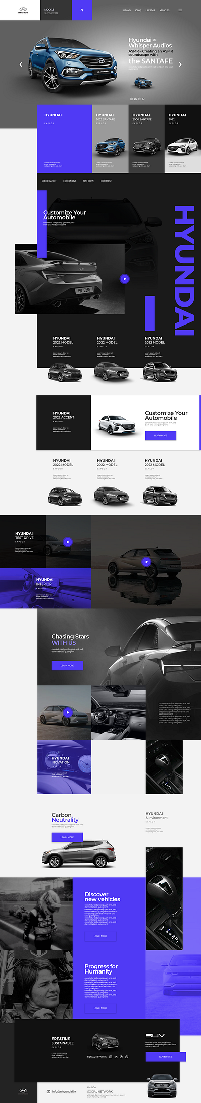 HYUNDAI WEB SITE UI DESIGN branding design minimal ui ui design web website design