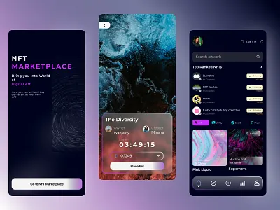 NFT Mobile Marketplace design marketplace nft slicing ui ux