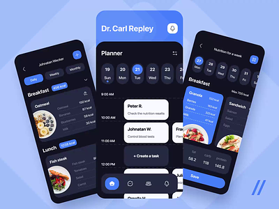 Application for Dietitians android animation app app interaction calendar calories dashboard design diet health ios medicine mobile mobile app patient profile schedule ui uiux ux