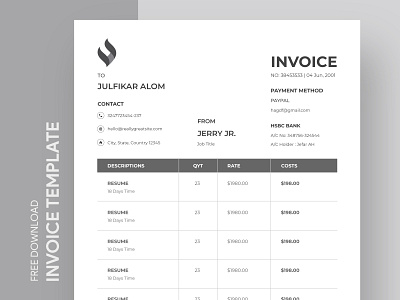 Minimal Invoice Free Google Docs Template bill business corporate design doc docs freebie google invoice invoices minimal pay payment print printing sales tax template templates