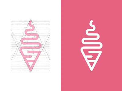 Ice Cream logo and grids branding creative logo dainogo design ice cream ice cream logo icon logo logo design logo grid mark minimal logo minimalism minimalist monogram logo simple logo symbol