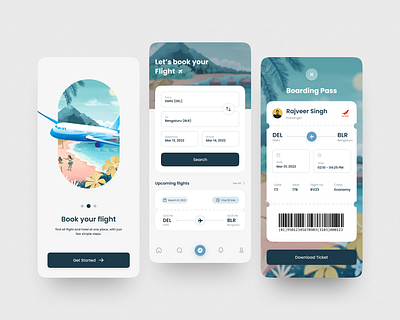 Flight Booking Application branding graphic design mobile application ui ui design vector