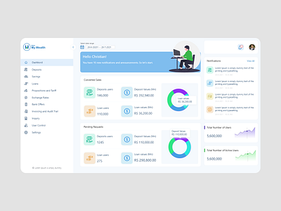 Finance Dashboard admin portal adobexd design finance illustration template ui ux vector