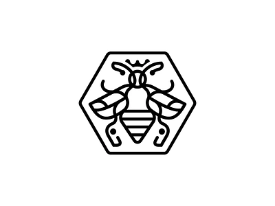 Queen Bee apiarist apiary bee beehive beekeeper branding design geometric hexagon hexagonal honey honeycomb icon illustration line logo logo design product queen queen bee