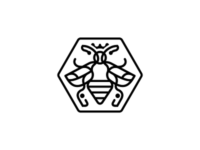 Queen Bee apiarist apiary bee beehive beekeeper branding design geometric hexagon hexagonal honey honeycomb icon illustration line logo logo design product queen queen bee