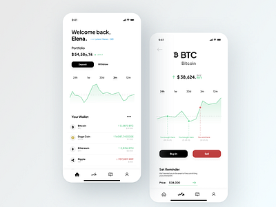 Cryptocurrency Trading App - Concept Design app appdesign bitcoin blockchain btc crypto cryptocurrency design eth ethereum finance minimal nft product productdesign trading ui uidesign ux uxdesign