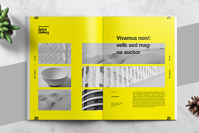 Art and Exhibition Magazine Editorial Template art catalog editorial editorial design editorial template exhibition layout letter lookbook magazine modern multipurpose photography portfolio poster print swiss template typography yellow