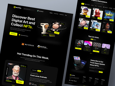 Eneftis - NFTs Marketplace (Dark Version) 3d branding business clean crypto cryptocurrency design ethereum landing page metaverse nft nfts popular simple ui