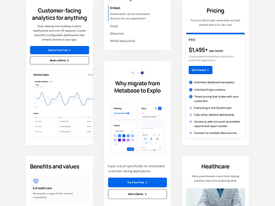 Explo: product website for customer-facing analytics animation dashboards data analytics data visualization design mobile website product website responsive saas design saas digital product saas website ui website design