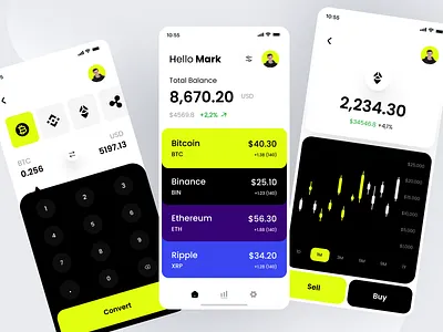 Crypto Mobile App app app design banking app blockchain btc coins crypto cryptocurrency design eth f fintech ui ux