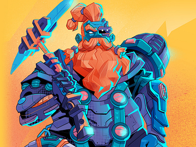 Techno Miner ⛏️ character design crypto dwarf fantasy illustration miner nft steampunk technoarmour viking warrior