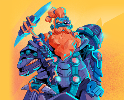Techno Miner ⛏️ character design crypto dwarf fantasy illustration miner nft steampunk technoarmour viking warrior