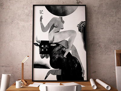 EUROP black and white bull character dailyposter flat gradient graphic graphic design illustration poster poster design texture ui wall