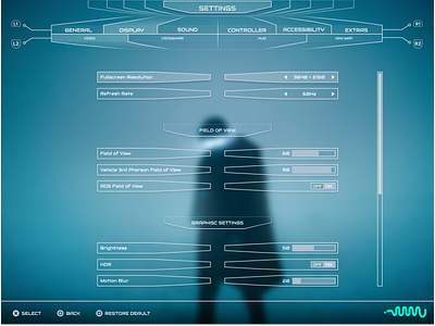 Settings UI (PS5 Game) design ui ux