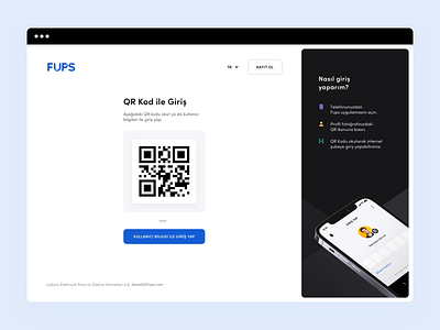 FUPS Login Screens clean login qr sing in sing up sms ui ux website