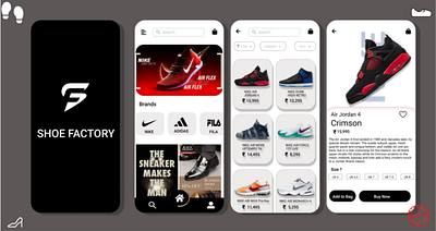 Shoe Factory : A Mobile application UI. app design illustration ui