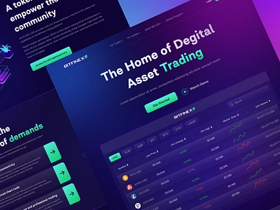 Cryptocurrency Website - BITFINEX redesign concept bitfinex crypto crypto landing page crypto treading crypto website design interface landing page redesign template tread treading ui web design website