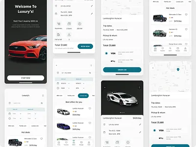 Car Rental App app black blue car car rental cars design luxury mobile rent sports cars ui ux