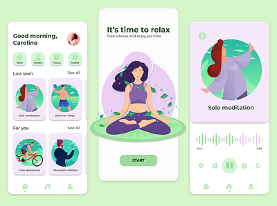Meditation app design app appdesign appinterface concept design designflow graphic design graphics illustration interface meditation minimal template ui userinterface ux uxispiration web webdesign