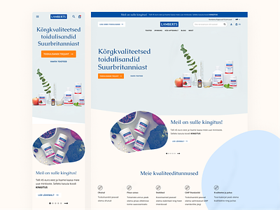 Lamberts Eesti / Web Landing ecommerce health landing minimal mobile nutrition pills products responsive shop ui ux vitamins web webdesign webpage