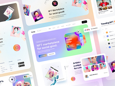 NFT for charity 🔥 bitcoin charity coin cripto cryptocurrency ethereum gallery gradient interface layout minimal nft nft platform product design token trending ui ux visual website