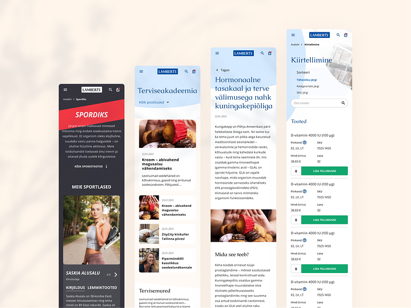 Lamberts Eesti / Mobile cart ecommerce healthy mobile responsive shop ui ux vitamins web webdesign