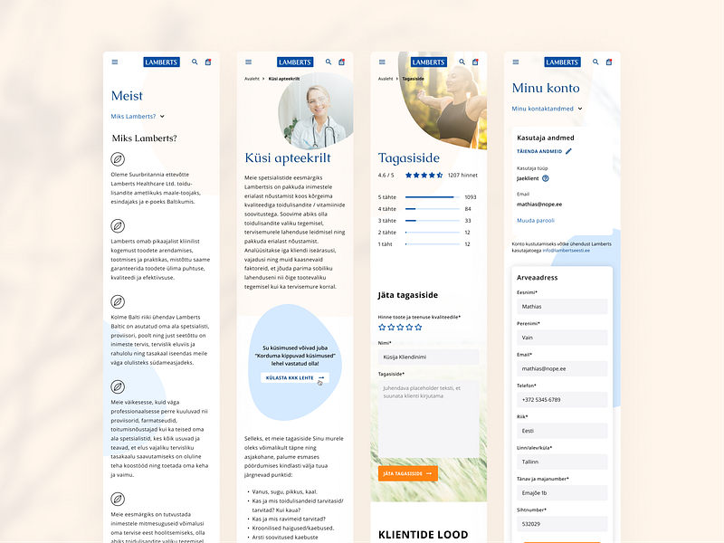 Lamberts Eesti / Mobile About Us about us account ecommerce feedback info login mobile my account responsive settings shop vitamins